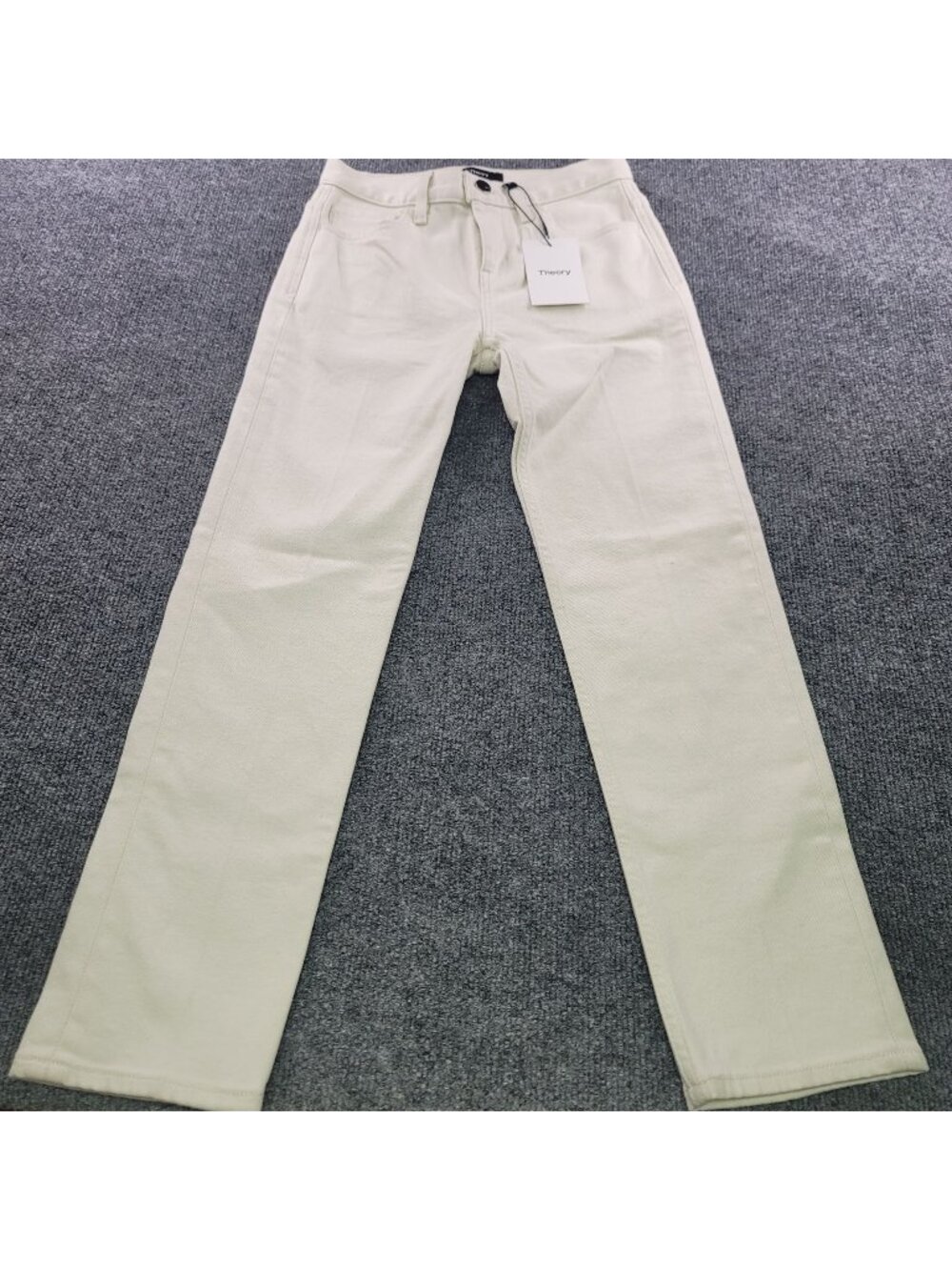 NEW Theory 24 (0/2) Treeca D Ecru Cotton Stretch Straight Leg Pants $175 Fairy
